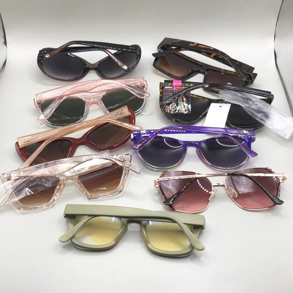 Curated bundle 9 trendy fashion sunglasses variety of brands and styles.
